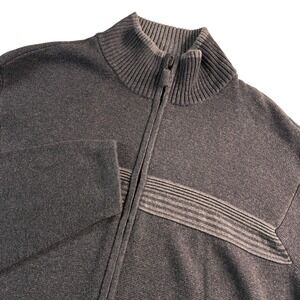 Arrow Full-Zip Sweater Men's Size Large Soft 100% Cotton Knit‎  Gray Tweed Mock